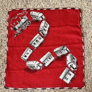 Vintage Scarf Train Locomotive Honeymoon Express Souvenir France Bonnes Vacances